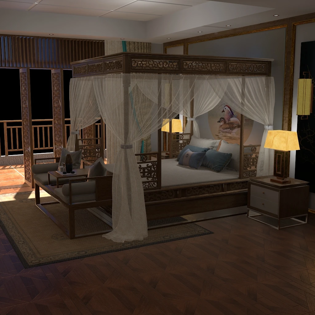 中式古典寝室chinesebedroom-Hellovam资源网