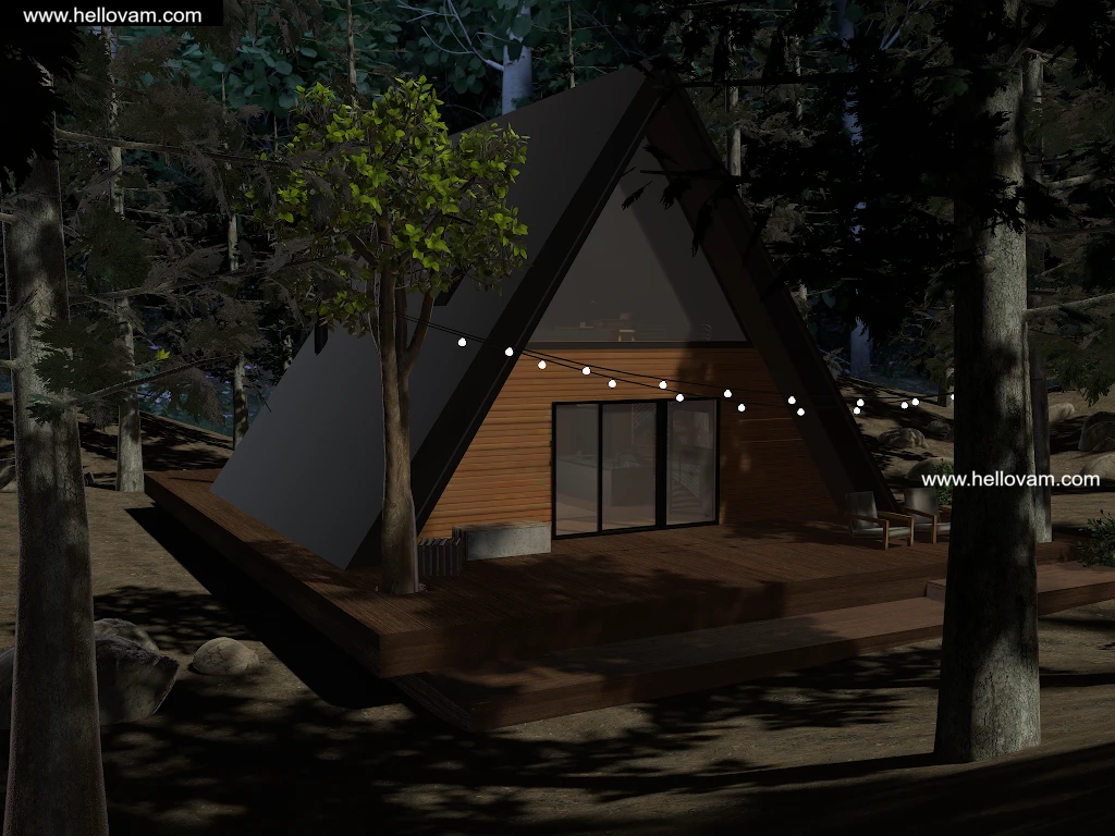 森林小屋a-frame cabin-Hellovam资源网