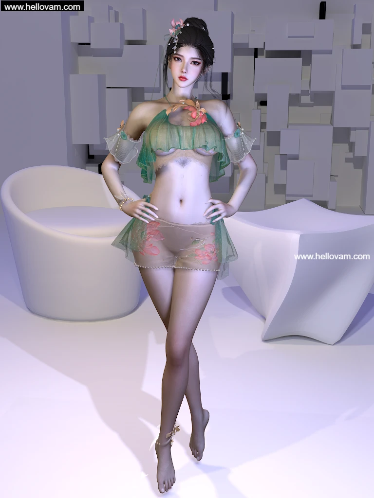 服装+发型Qing.水涟涟.1-Hellovam资源网