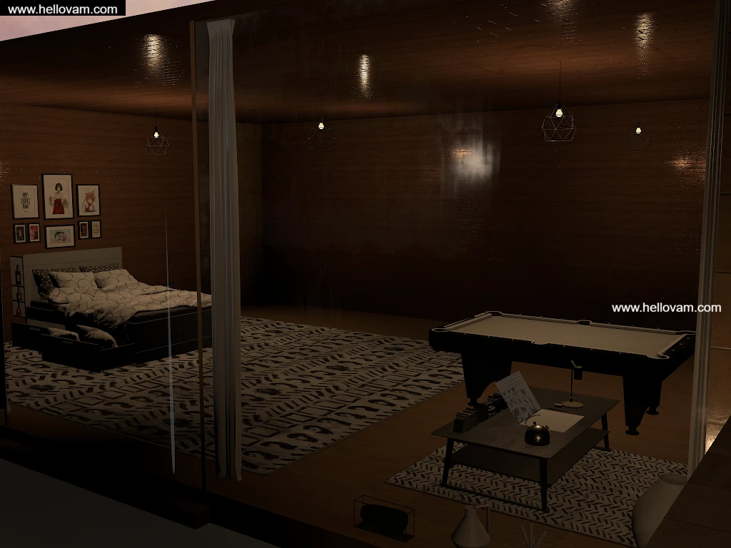 图片[3]-自带雨声的卧室+小书桌+桌球Xnop73.RoomofRain.2-Hellovam资源网