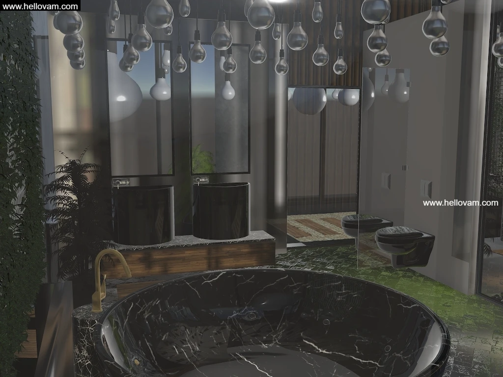 图片[2]-暗黑风格浴室dark mood bathroom-Hellovam资源网