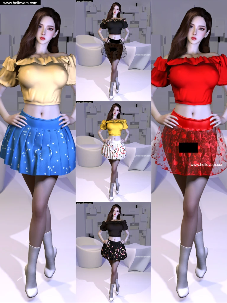 露肩连衣裙裙装套装starlu.Off-the-shoulder_dress_skirt_set.2-Hellovam资源网