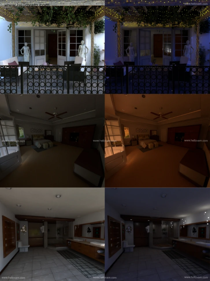早中晚时段的度假屋resort room_ilts-Hellovam资源网