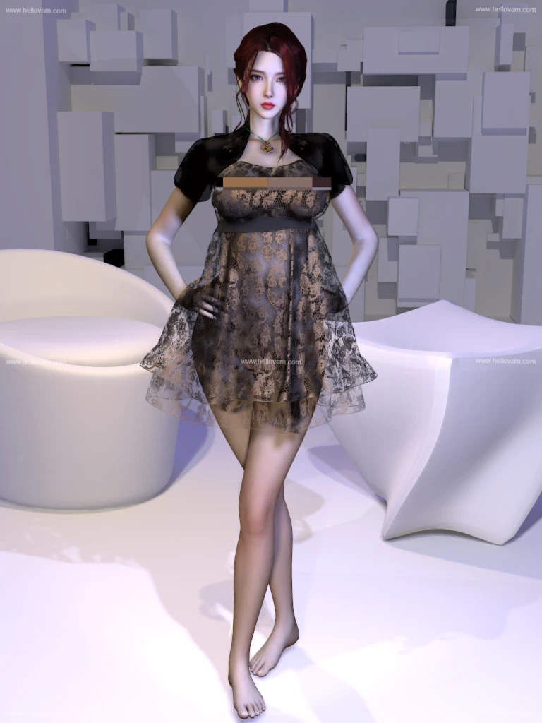 图片[2]-VAM-YJ.Female_Korean_Dress_Short.1-Hellovam资源网